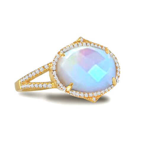 14K Marquise Opal & Diamond Stack Ring MR71675OP