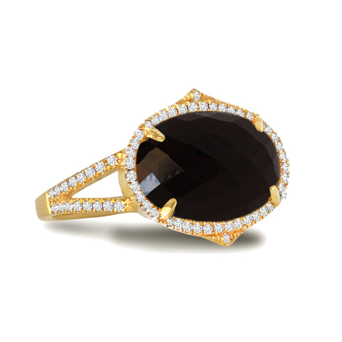 14k gold baguette emerald & diamond designer fashion stack ring MR4863DE