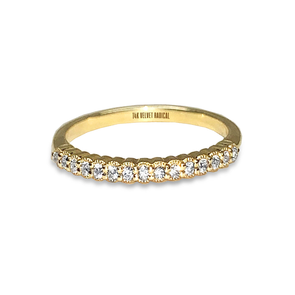 Aliança MR31591W em ouro 14k pave 'diamante