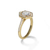 14k gold hexagon white topaz engagement ring MR31592E