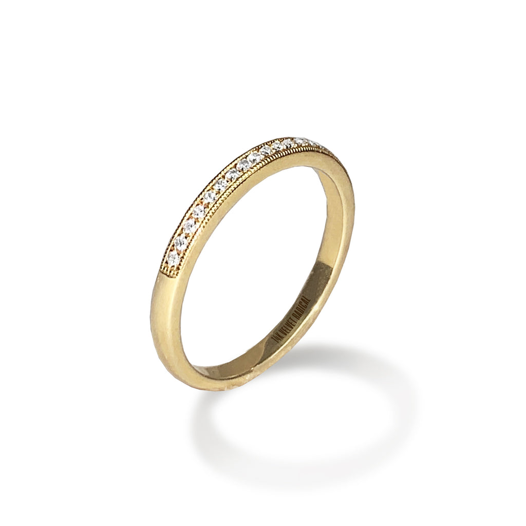 Aliança de casamento de diamante delicado ouro 14k MR31592W
