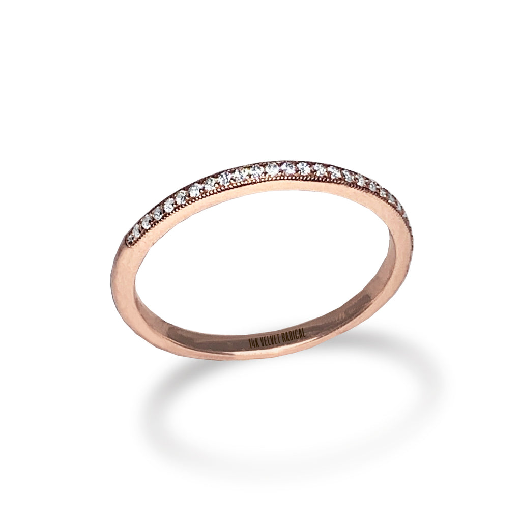 Aliança de casamento de diamante delicado ouro 14k MR31593W