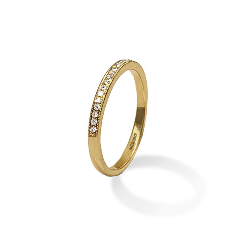 14k gold bezel diamond fashion stack ring SR43759