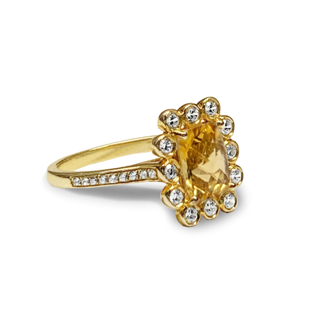 14k gold diamond yellow tourmaline engagement ring MR31594YTE