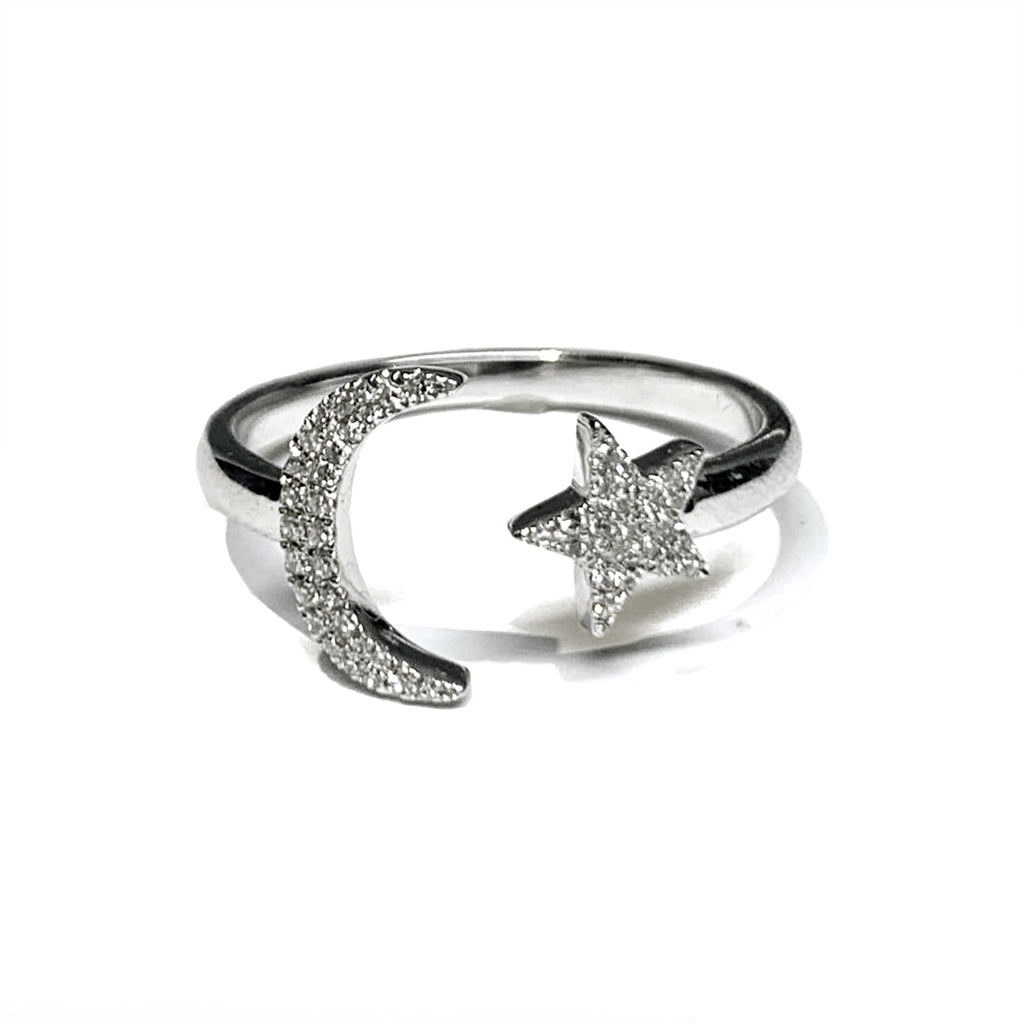 14k gold crescent moon star diamond fashion ring MR31654