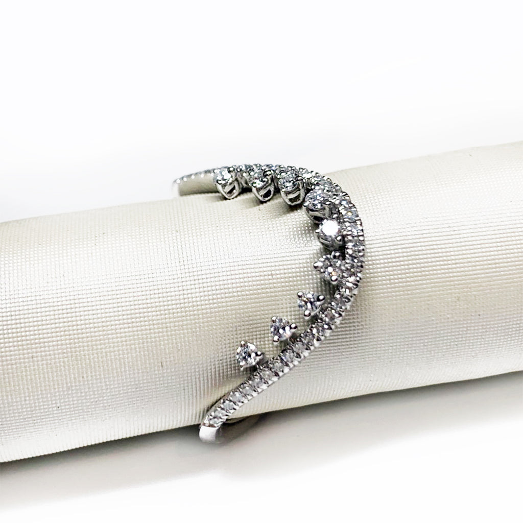 14k gold diamond fashion " U " shape designer fashion stack ring MR42490