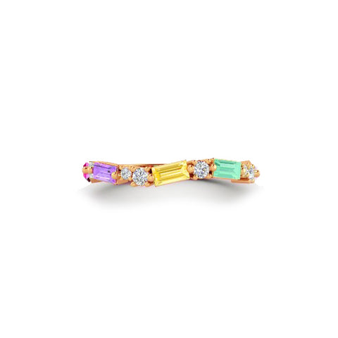 14k multi color rainbow baguette necklace MN3342