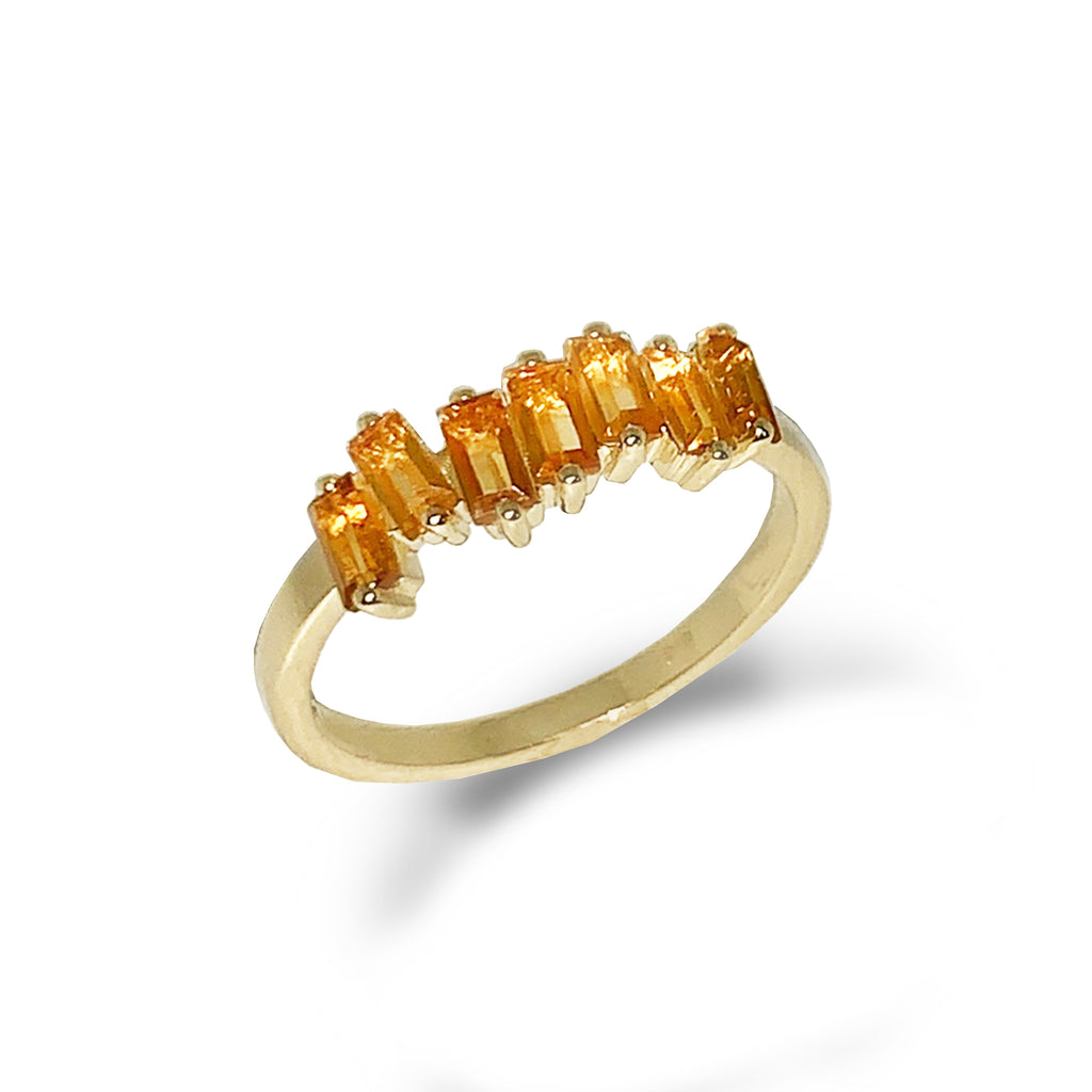 14k gold citrine baguette fashion stack ring MR4445CT