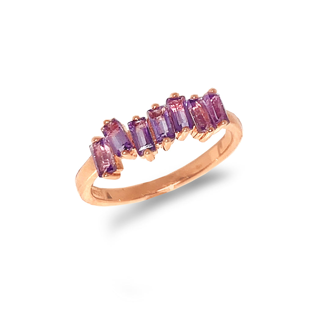 14k gold pink amethyst fashion stack ring MR4445PAM