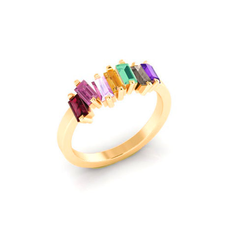 14k gold baguette sapphire & diamond designer fashion stack ring MR4863DBS