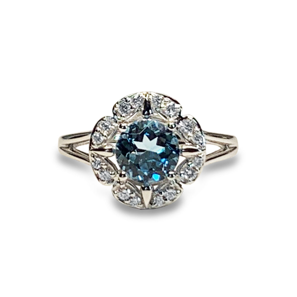 14k gold diamond london blue topaz engagement ring MR45171