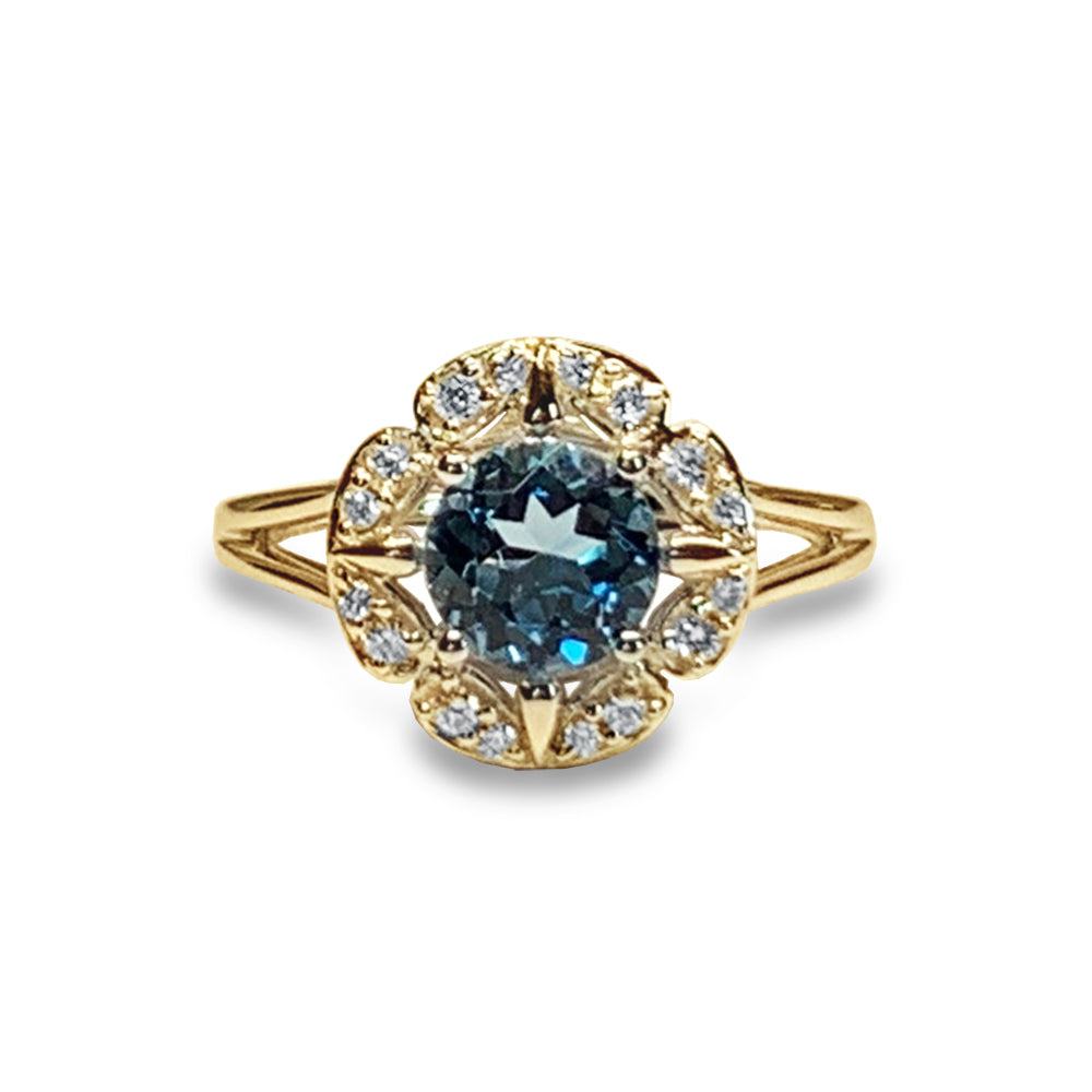 14k gold diamond london blue topaz engagement ring MR45171