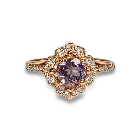 14k gold vintage diamond white topaz engagement ring MR45178