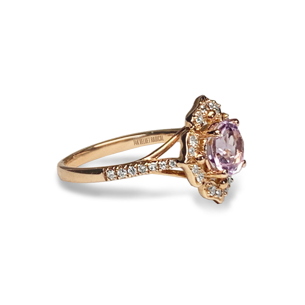 Anel de noivado de topázio branco vintage ouro 14k MR45173