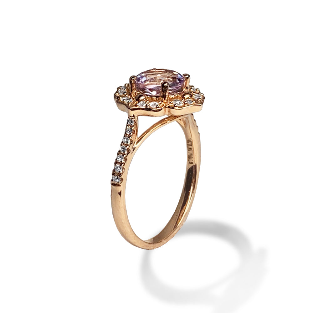 Anel de noivado de topázio branco vintage ouro 14k MR45173