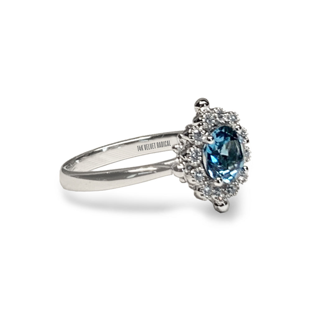 14k gold delicate london blue topaz engagement ring MR45175