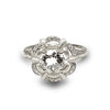 14k matt gold clover diamond white topaz engagement ring MR45176