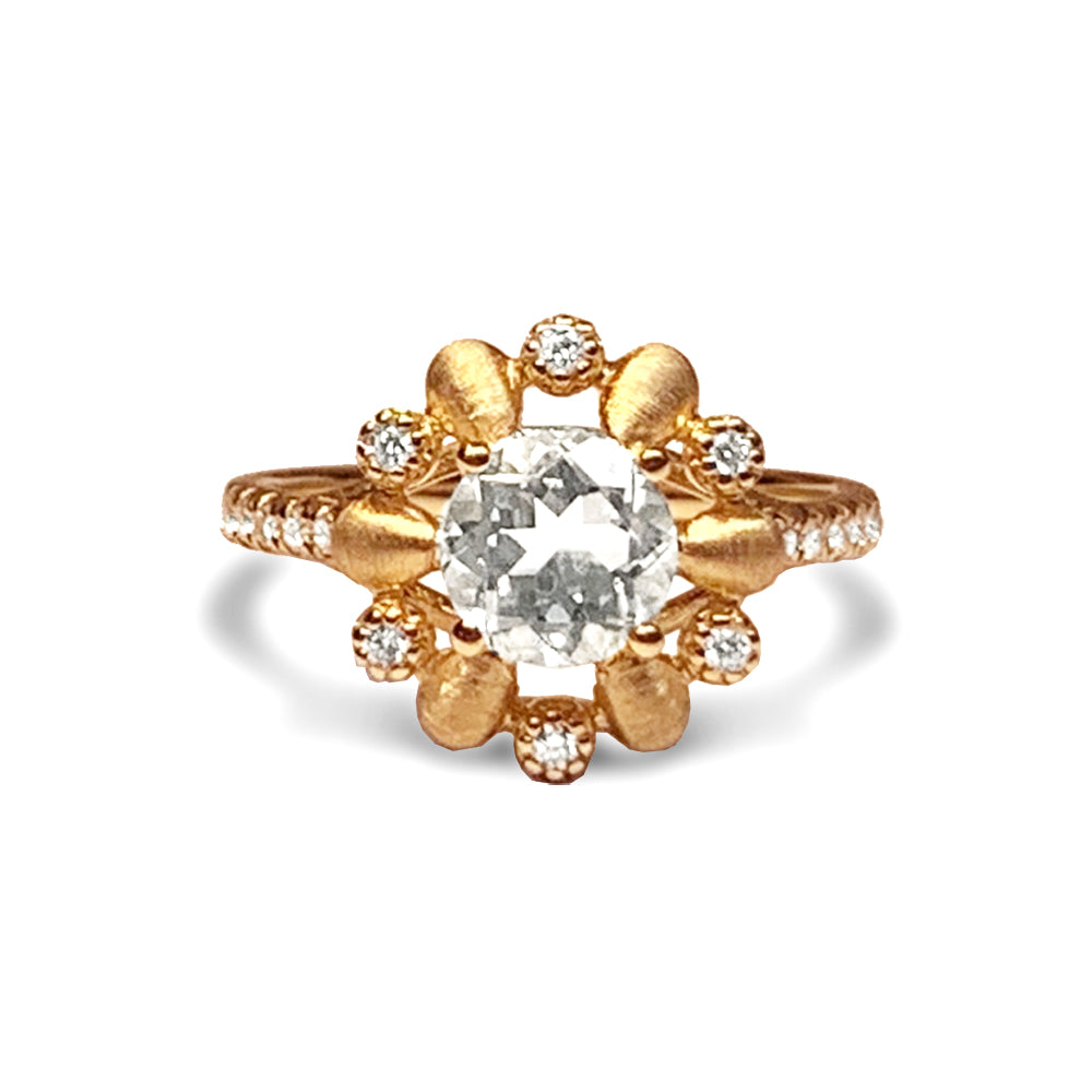 14k matt gold diamond white topaz engagement ring MR45177