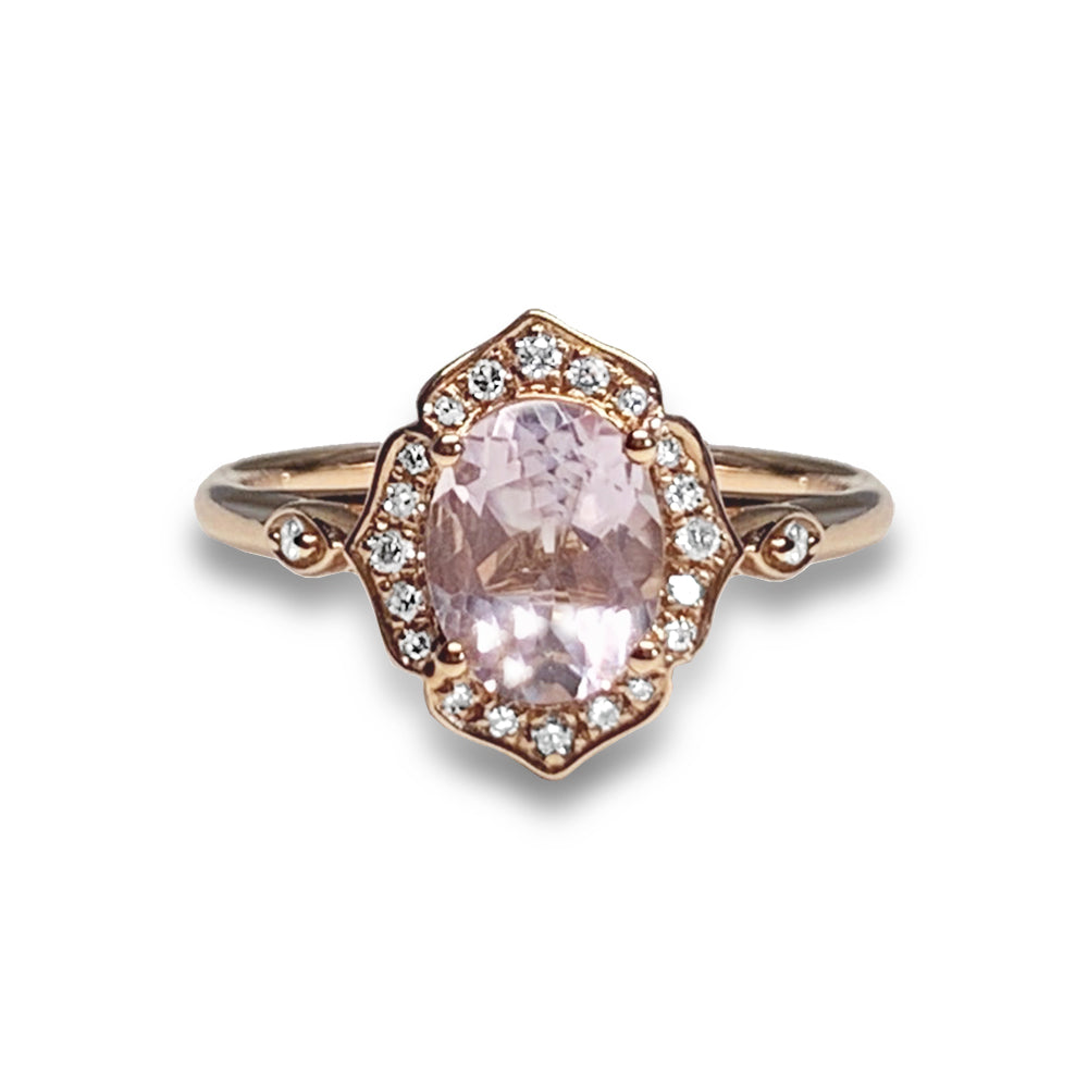 Anel de noivado de topázio branco oval de ouro 14k MR45180