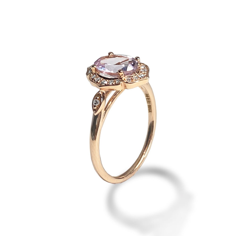 Anel de noivado de topázio branco oval de ouro 14k MR45180