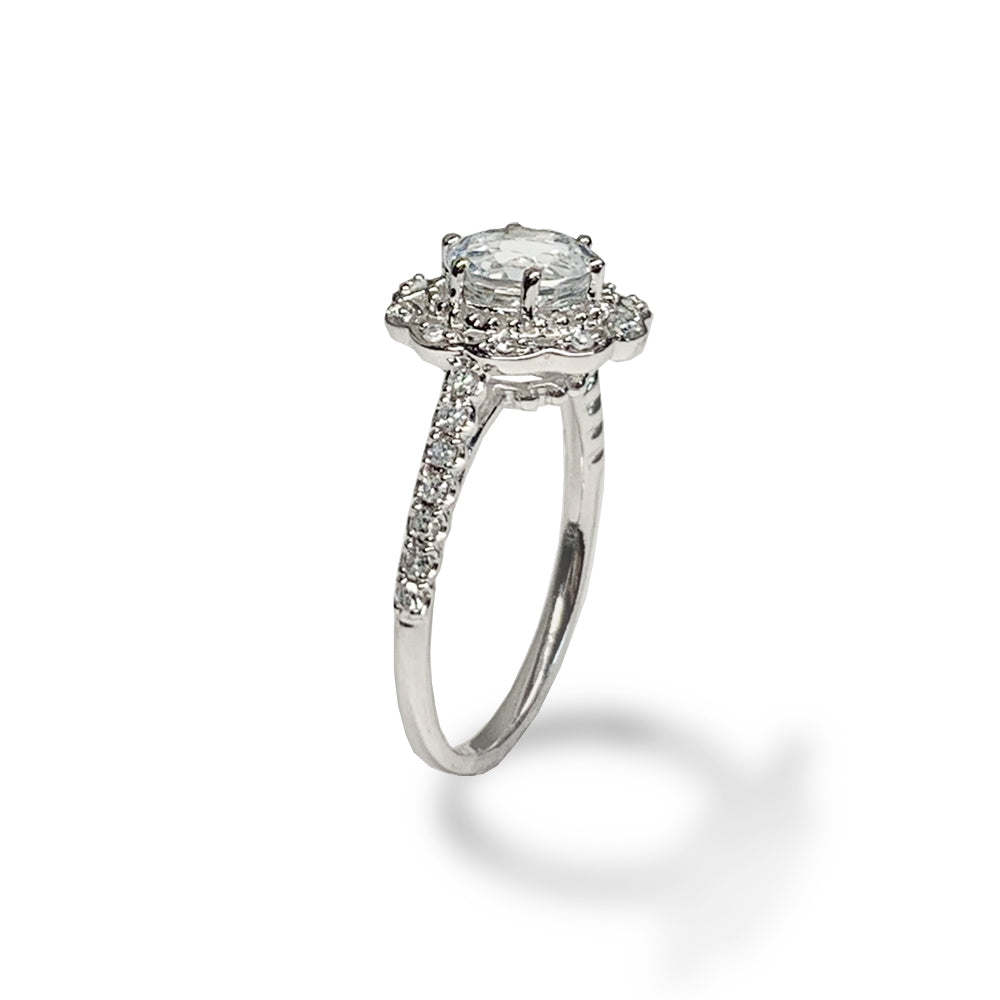 Anel de noivado de topázio branco vintage ouro 14k MR45182