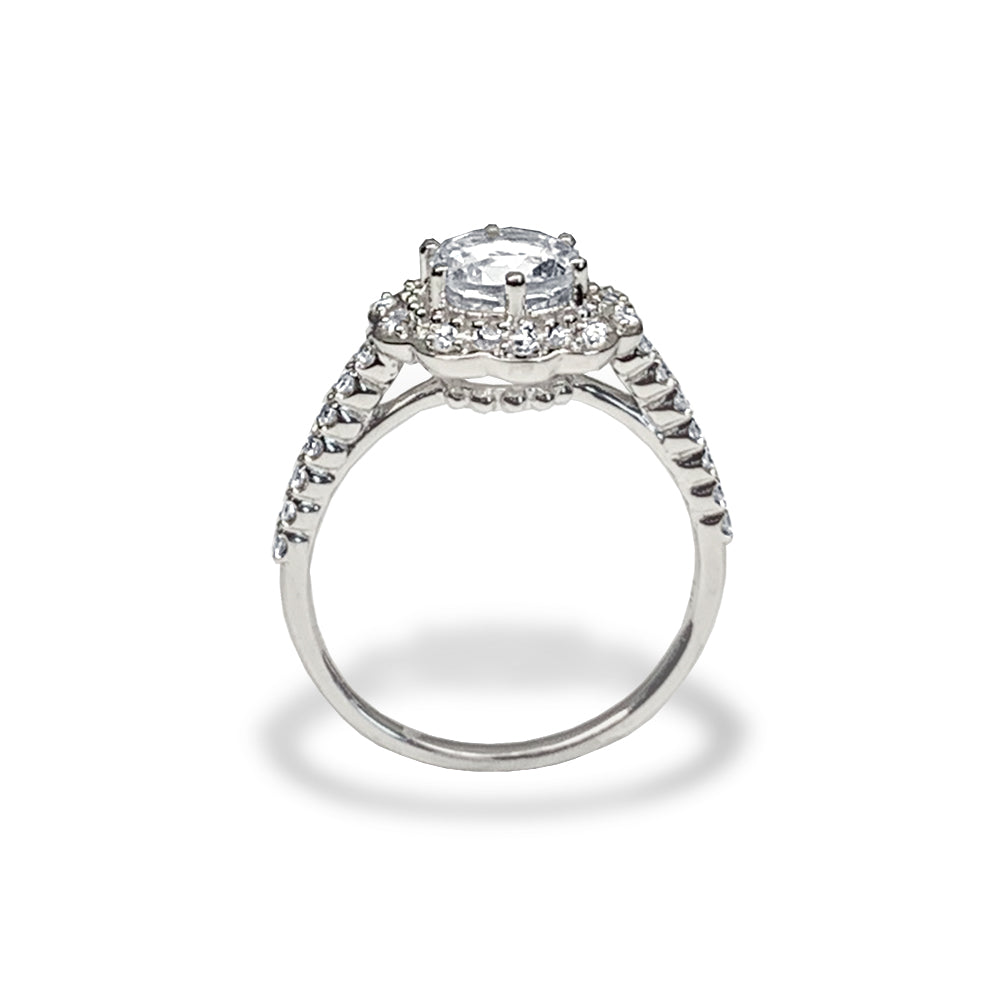 Anel de noivado de topázio branco vintage ouro 14k MR45182