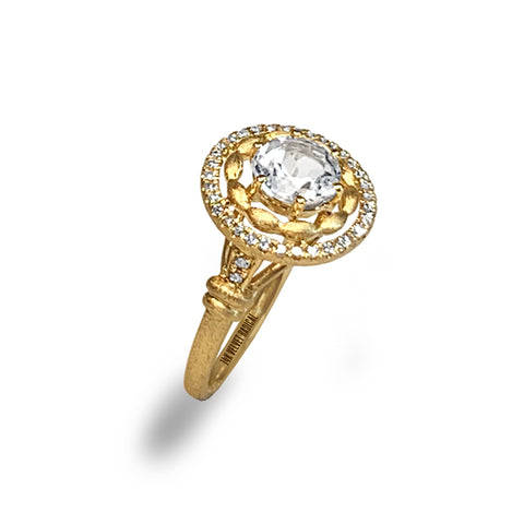 14k gold  vintage white topaz engagement ring MR45182