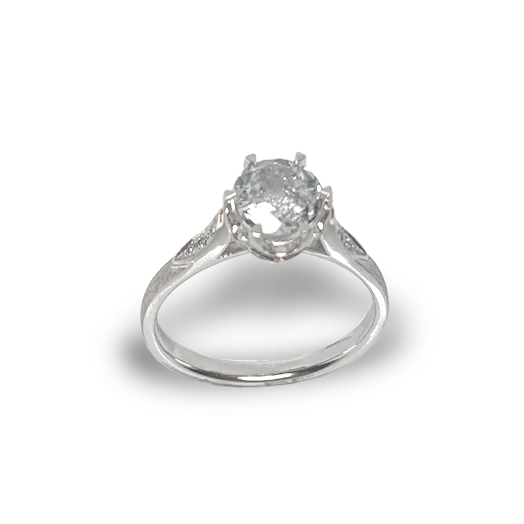 14K White Topaz & Diamond Engagement Ring MR45186