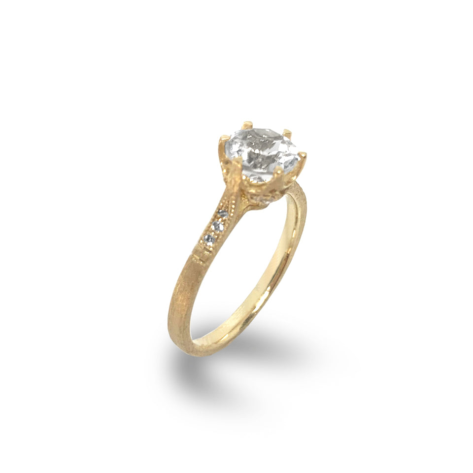 14K Hand Beaded Diamond Engagement Ring MR45187