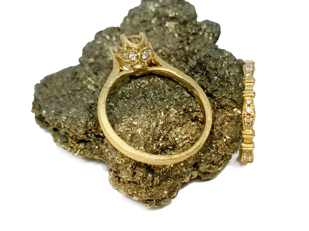 14K Hand Beaded Diamond Engagement Ring MR45187