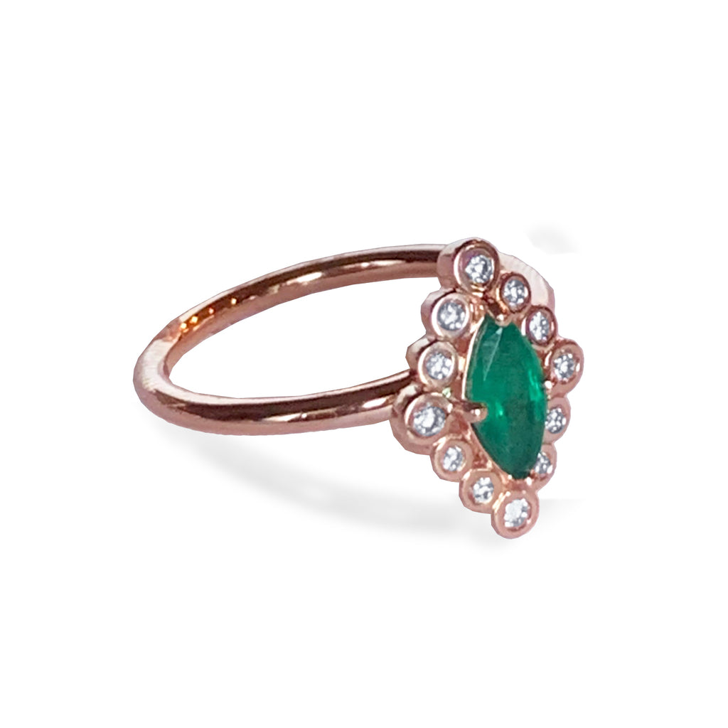 14k gold art deco emerald fashion ring MR4560