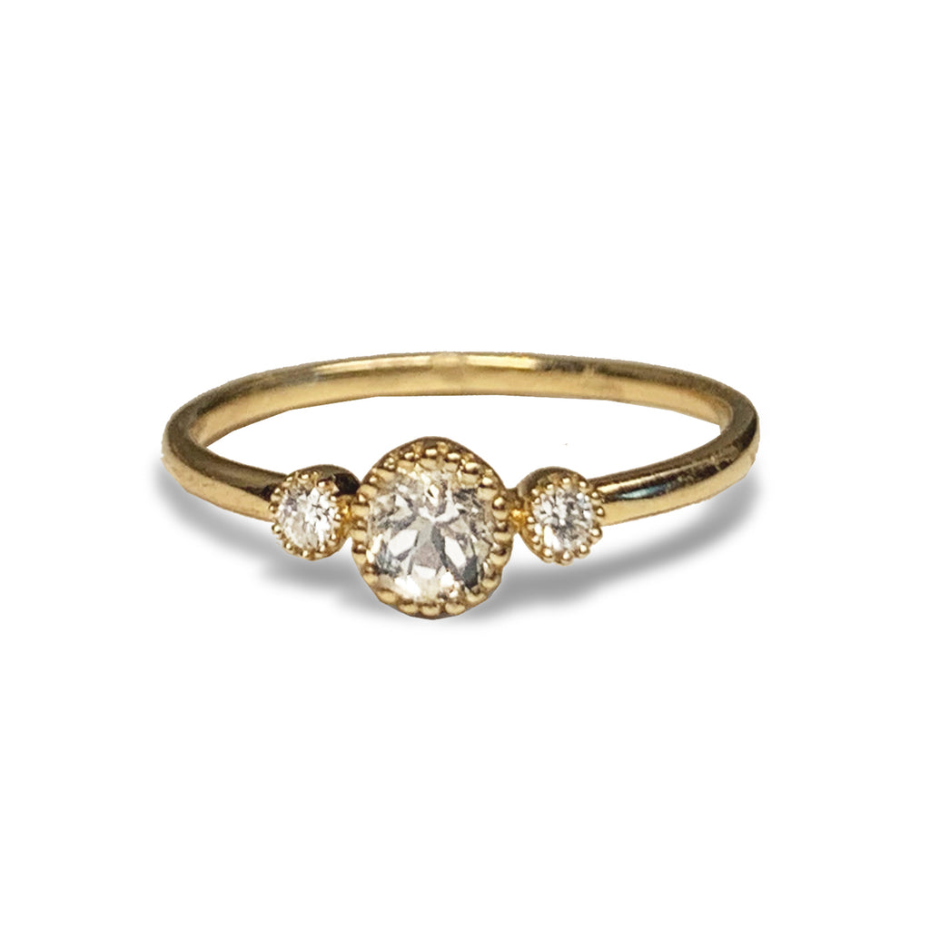 14k gold diamond white topaz designer fashion stackable ring MR45624