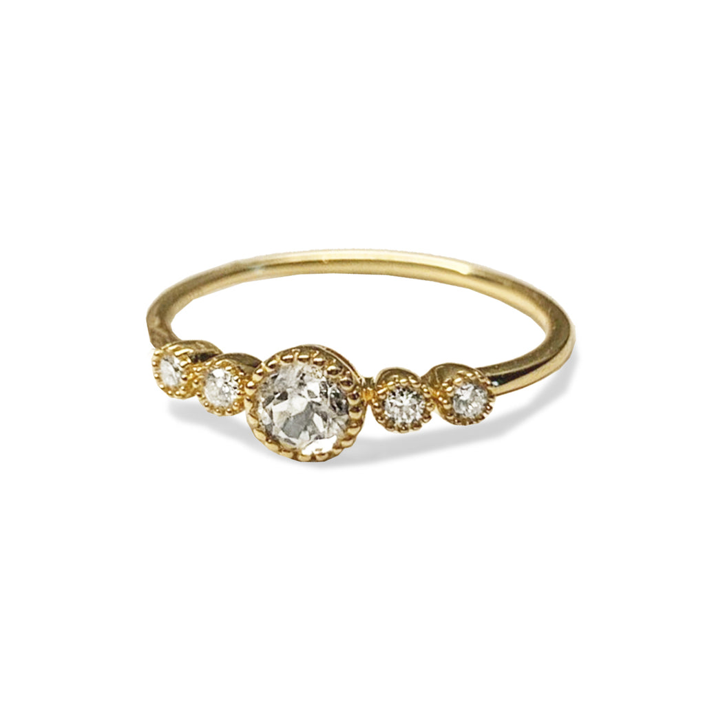 14k gold diamond white topaz designer stackable ring MR45625