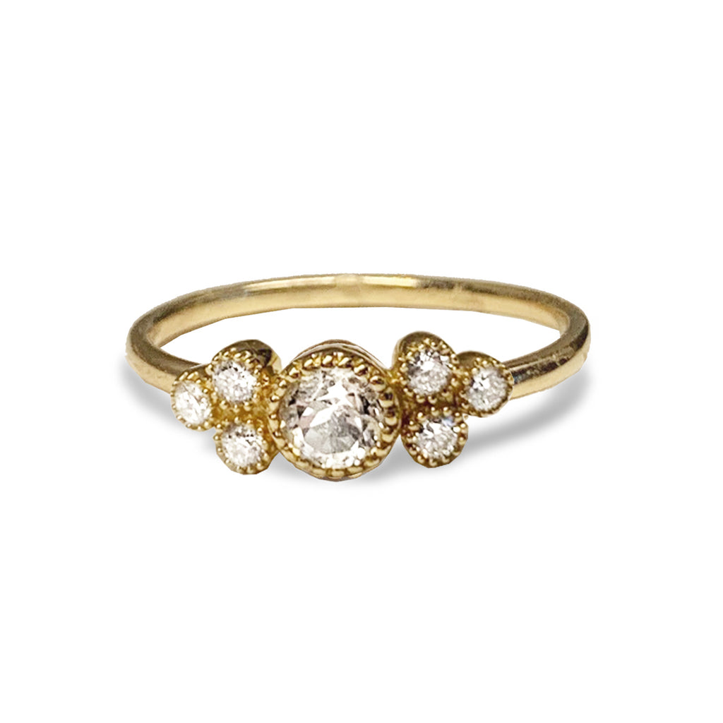 14k gold diamond white topaz designer stackable ring MR45626