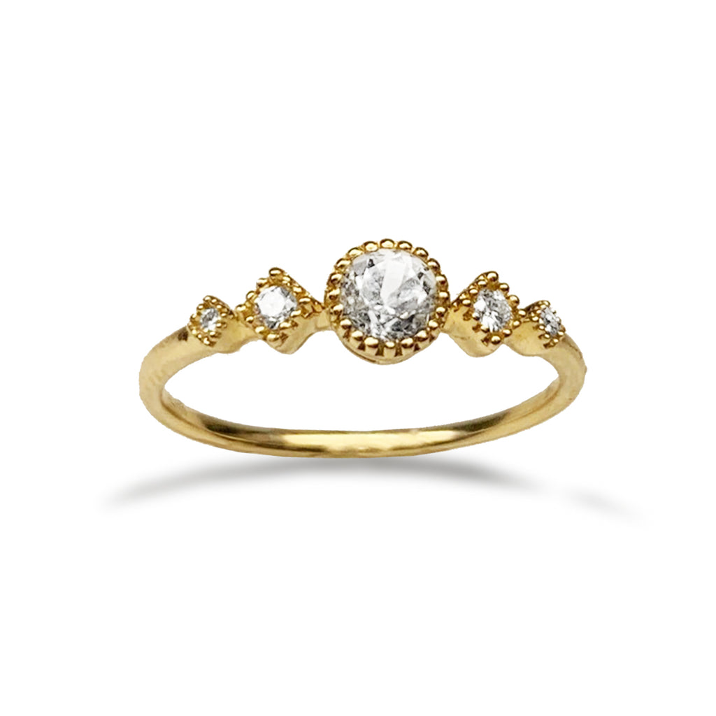 14k gold petite diamond white topaz stackable ring MR45628
