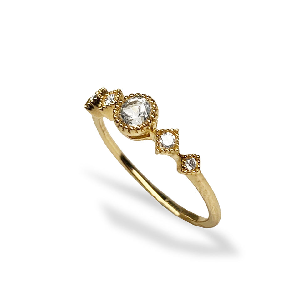 14k gold petite diamond white topaz stackable ring MR45628