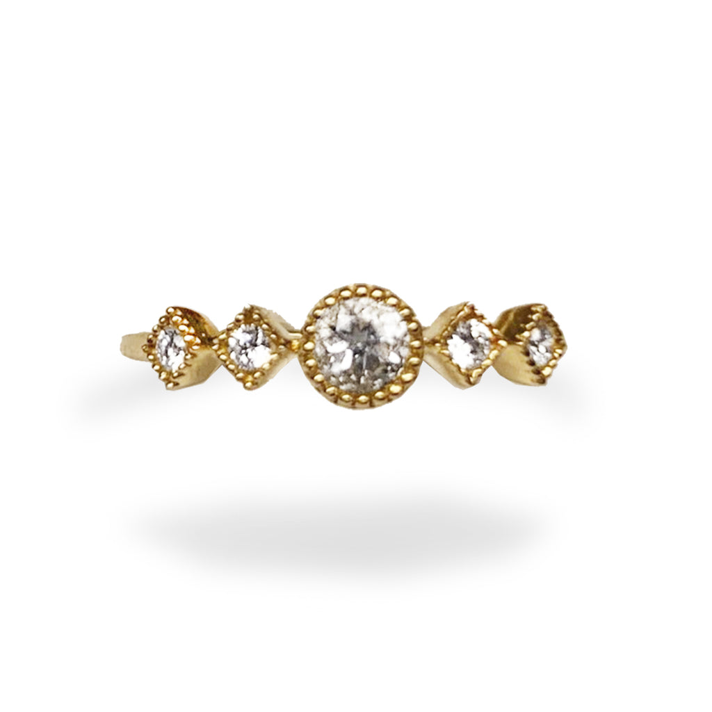 14k gold petite diamond white topaz fashion stackable ring MR45629