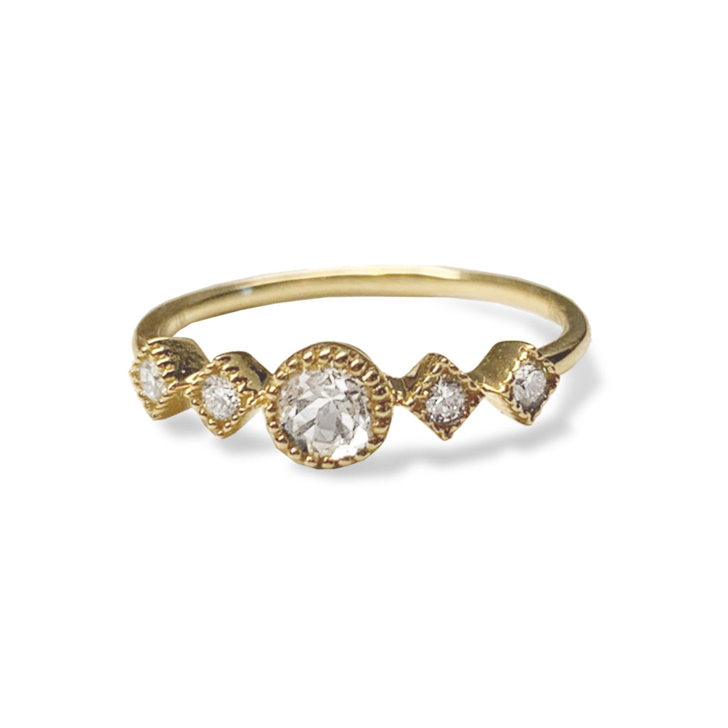 14k gold petite diamond white topaz fashion stackable ring MR45629