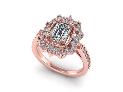 14k gold emerald cut blue topaz fashion ring MR5065BT