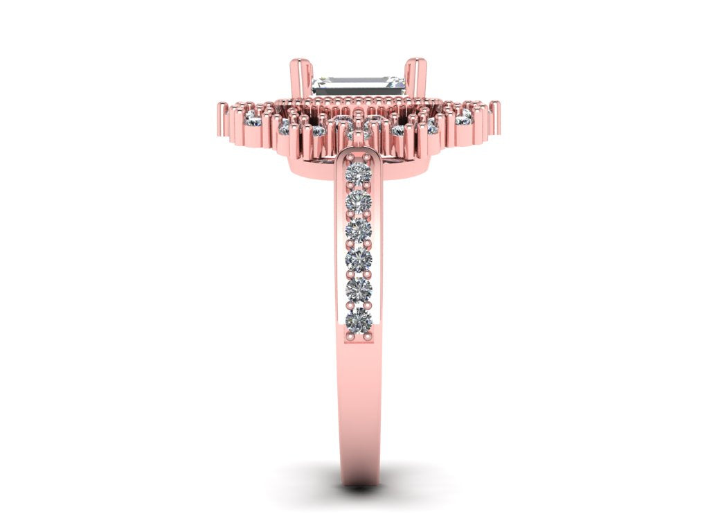 14k Gold Art Deco Emerald Cut Semi Mount Ring MR4628