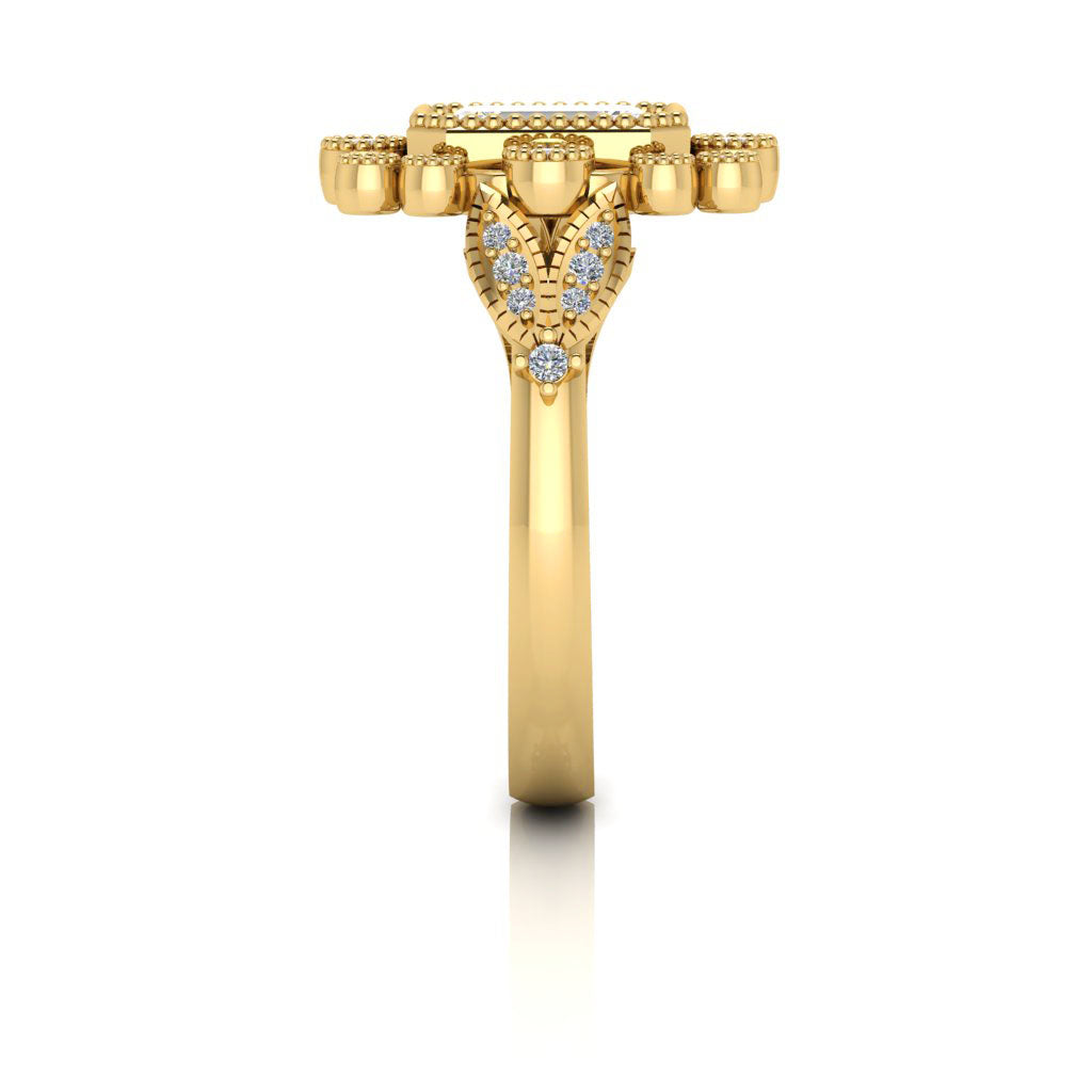 14k Gold Art Deco Emerald Cut Diamond Semi Mount Ring MR4660