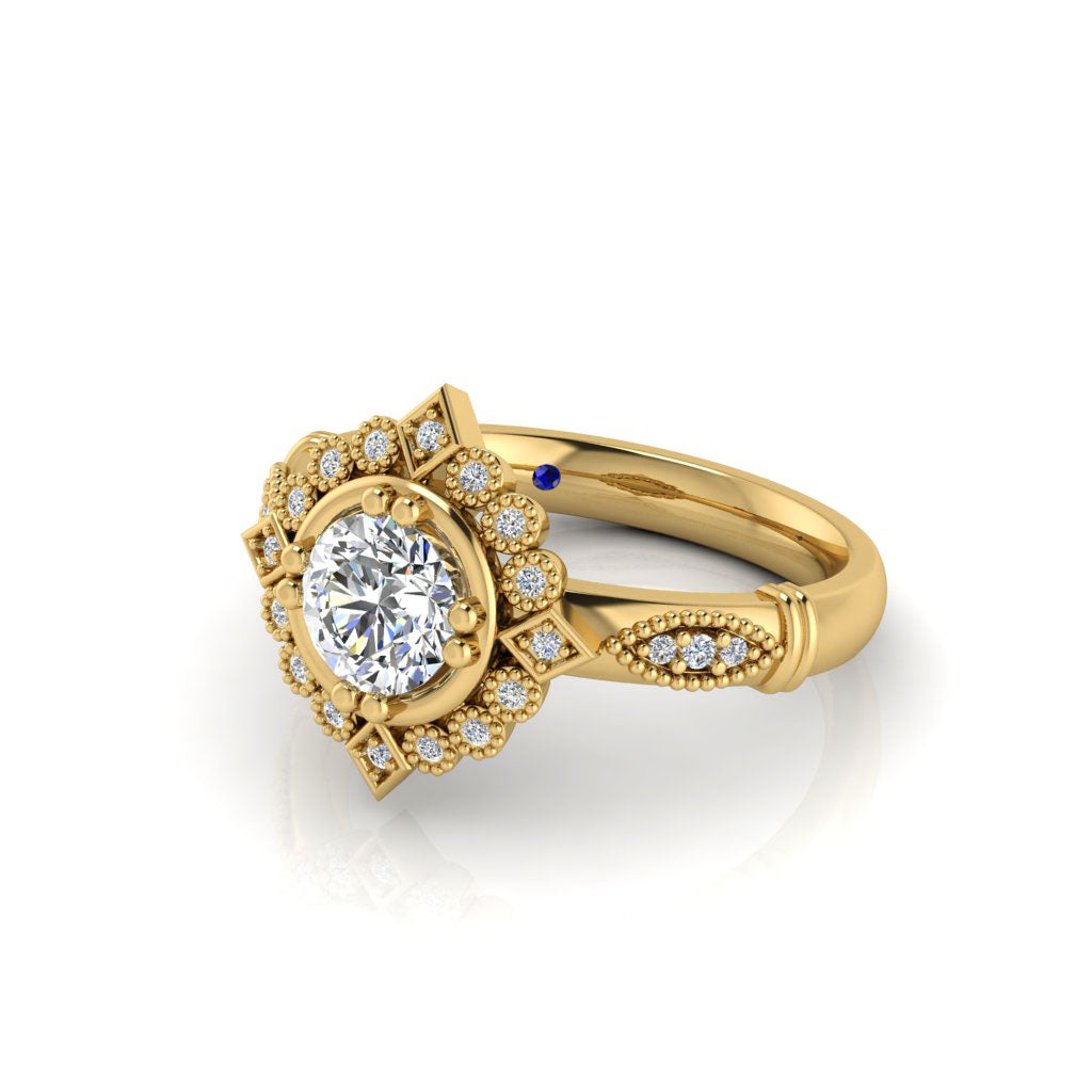 14k Gold Art Deco Inspired Diamond Semi Mount Ring MR4711