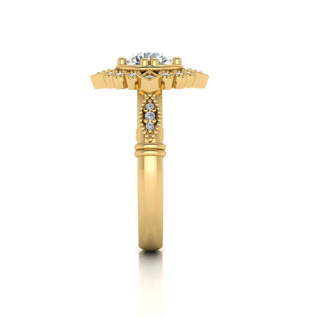 14k Gold Art Deco Inspired Diamond Semi Mount Ring MR4711