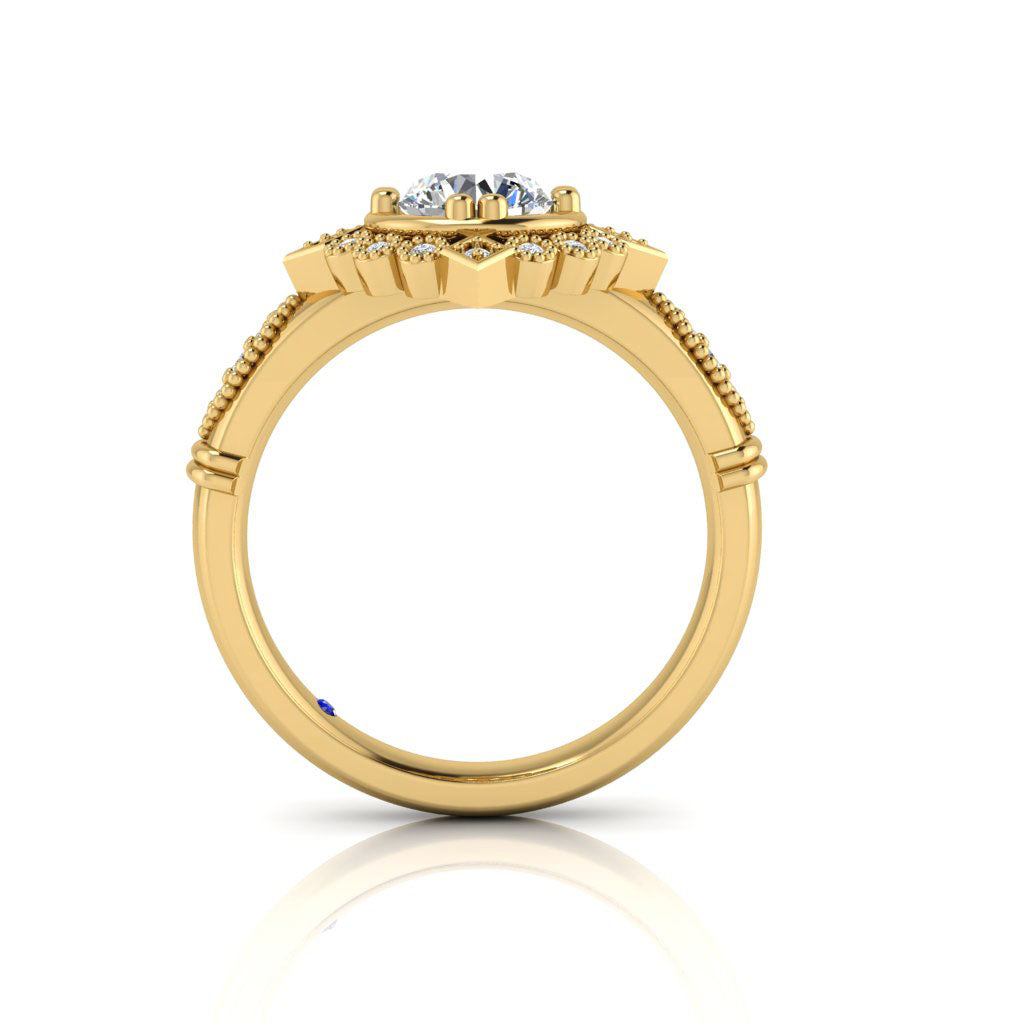 14k Gold Art Deco Inspired Diamond Semi Mount Ring MR4711