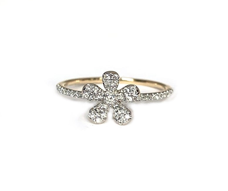 14K pave mini flower pendant MP47672