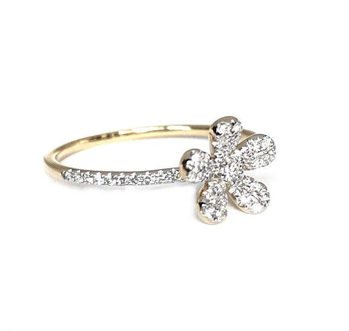 14k gold pave flower fashion ring MR47672