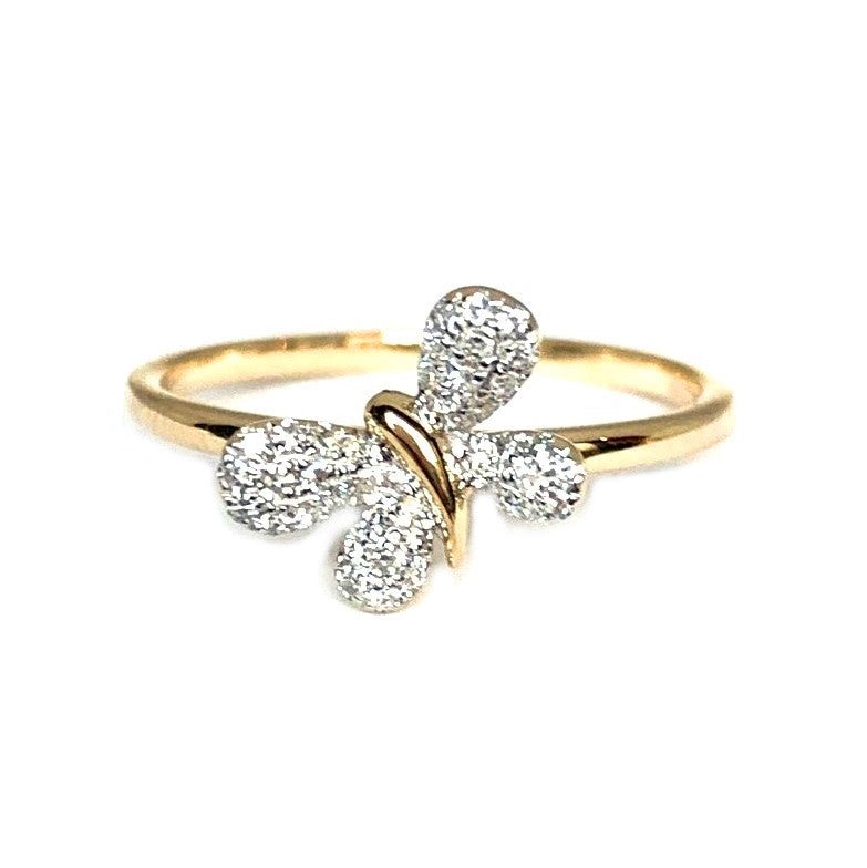 14k gold pave mini butterfly fashion ring MR47676