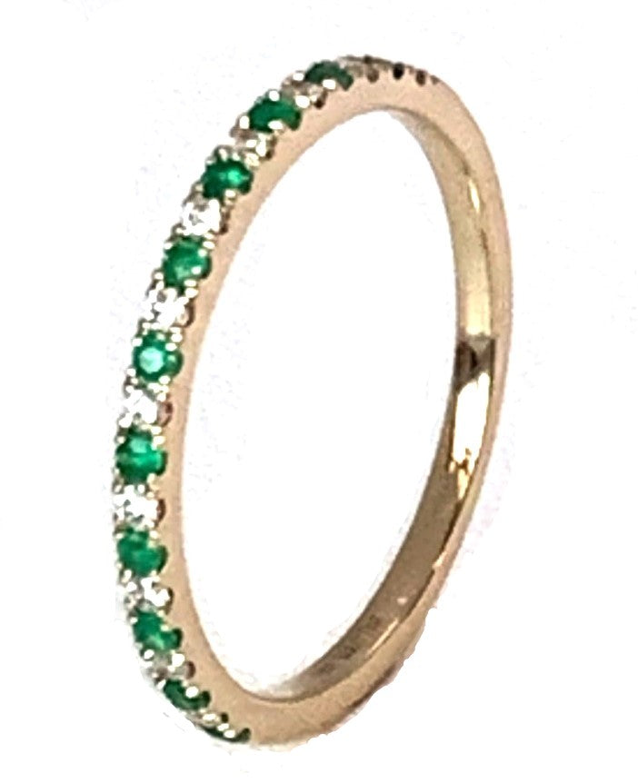 14k gold 1/2 eternity diamond & ruby fashion stack ring MR4862DR