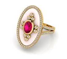 14k gold mother of pearl, ruby & diamond fashion ring MR4880