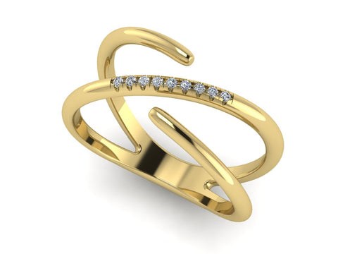 14K Brushed Gold Diamond Fashion Stack Ring SCR-1004